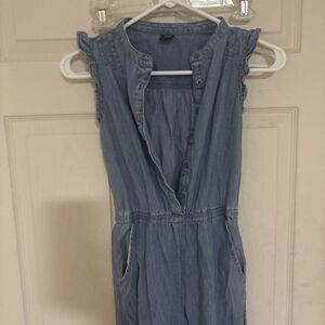Gap Denim Kids Large Girls Jumpsuit Pantsuit Chambray Jogger Hem